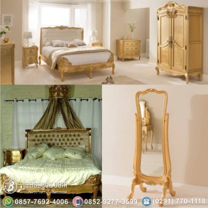 Set Kamar Tidur Ukir Mewah Sayap Emas French