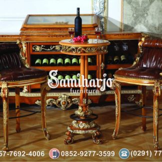 Kursi Bar Raffles Klasik Jati Ukir Kulit Asli