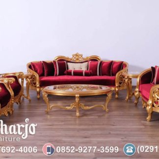 Set Kursi Tamu Sofa Olimpia Bellagio Emas Merah