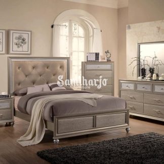 Set Kamar Tidur Mark Lila Perak Vinyl Crown Queen