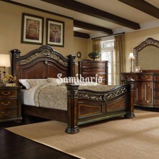Set Kamar Tidur Pennsylvania King Poster Kayu Solid Klasik