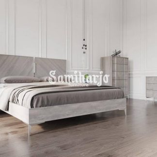 Set Tempat Tidur VIG Nova Domus Alexa Queen Panel Kamar Tidur Set 5 Buah dalam Warna Abu-abu