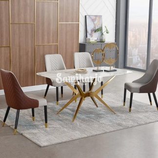 Meja Makan Marmer Cabang Ellisium Terbaik Desain Mewah Warna Emas (2)