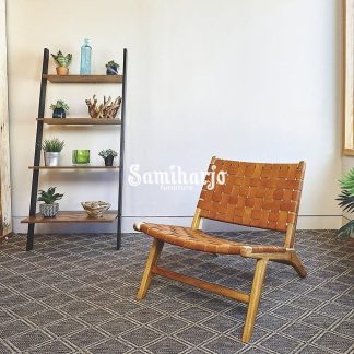 Kursi Santai Lazy Anyam Kulit Asli Kayu Jati Solid Murah