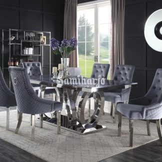 Meja Makan Granit Kaki Stainless Ring O