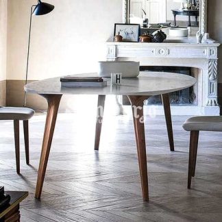 set Meja Marmer oval Romendale Modern Minimalis Kekinian