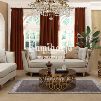 Set Sofa Tamu Minimalis Beige Cozy Style Modern Elegan