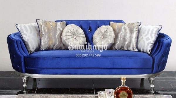 Sofa Klasik Mewah Model Eropa Emas Perak Modern Kontemporer
