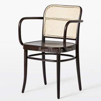 Kursi Makan Cafe Kelvin Modern Retro Rotan Kayu Jati Solid