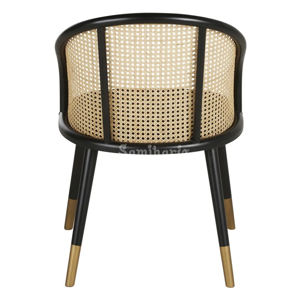 Kursi Makan Cafe Kelvin Modern Retro Rotan Jok Bludru