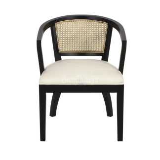 Kursi Makan Monroe Arm Chair Lengkung Kombinasi Rotan dan Jok Empuk