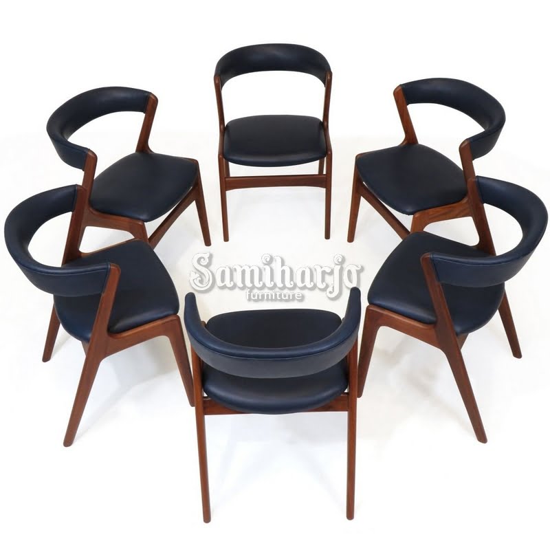 Kursi Makan Vintage Kontemporer Kayu Jati Jok Busa Wol Kulit