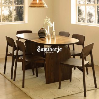 Meja Makan Kayu 6 Kursi Unik Model Terbaru 2024