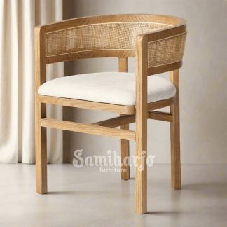 Kursi Cafe Rotan Lengkung Kayu Jati Model Kafe 2025