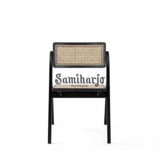 Kursi Lipat Minimalis Hitam Anyaman Rotan Multifungsi