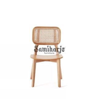 Kursi Makan Anyaman Rotan Desain Kayu Minimalis