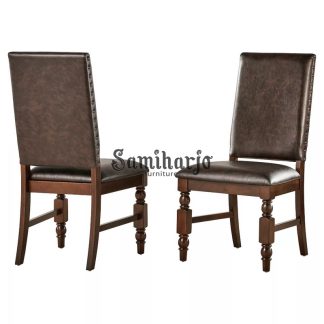 Kursi Makan Klasik Mewah Jok Kulit Gaya Eropa