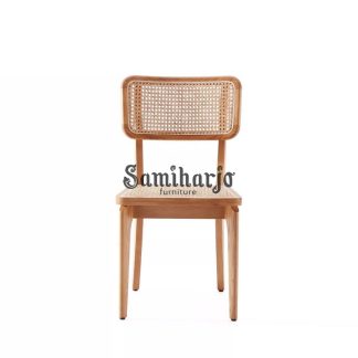 Kursi Makan Rotan Alami Desain Scandinavian Modern