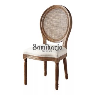 Kursi Makan Rotan Oval Klasik French Style Mewah