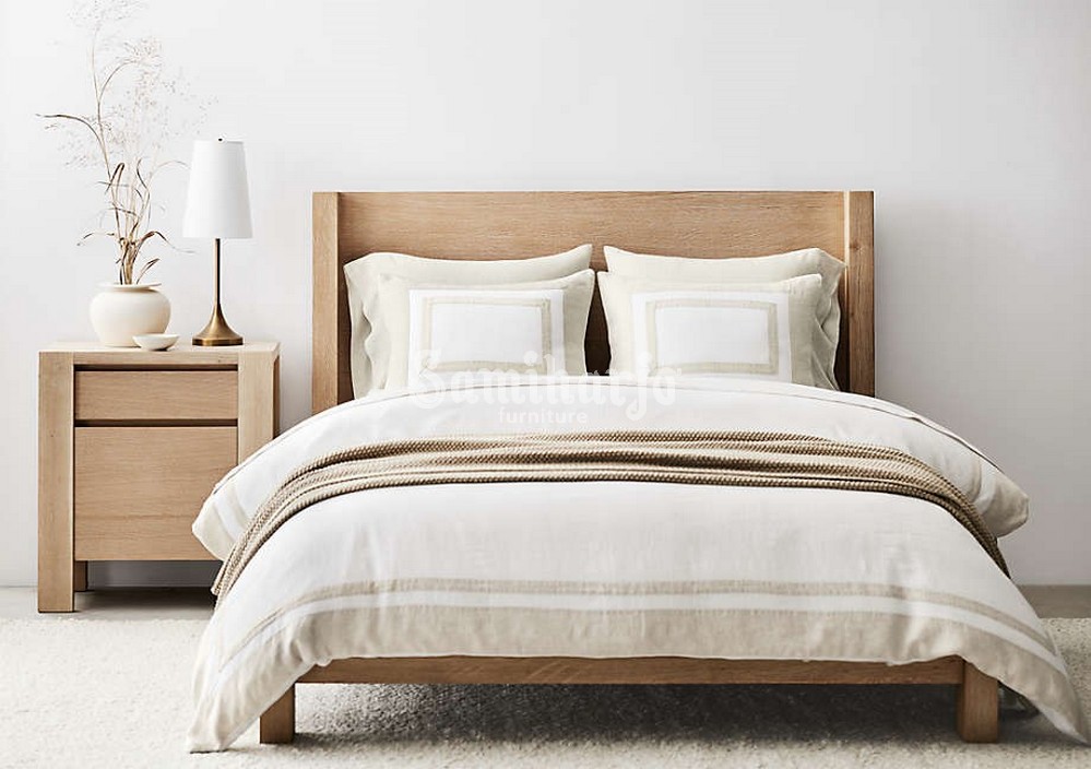 Dipan Kayu Finishing Terang Minimalis Blok - Gambar 5