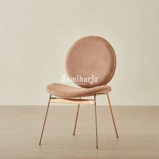 Kursi Makan Velvet Lingkaran Randi Art Deco Rose Gold Modern 1