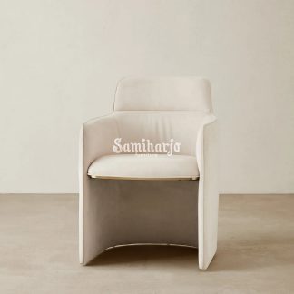 Kursi Resto Armchair Microfiber Modern Luxury Dining Cream 1