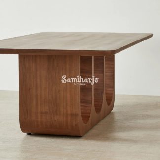 Meja Makan Costanza Mocha Walnut Lengkung Modern Mewah 1 title