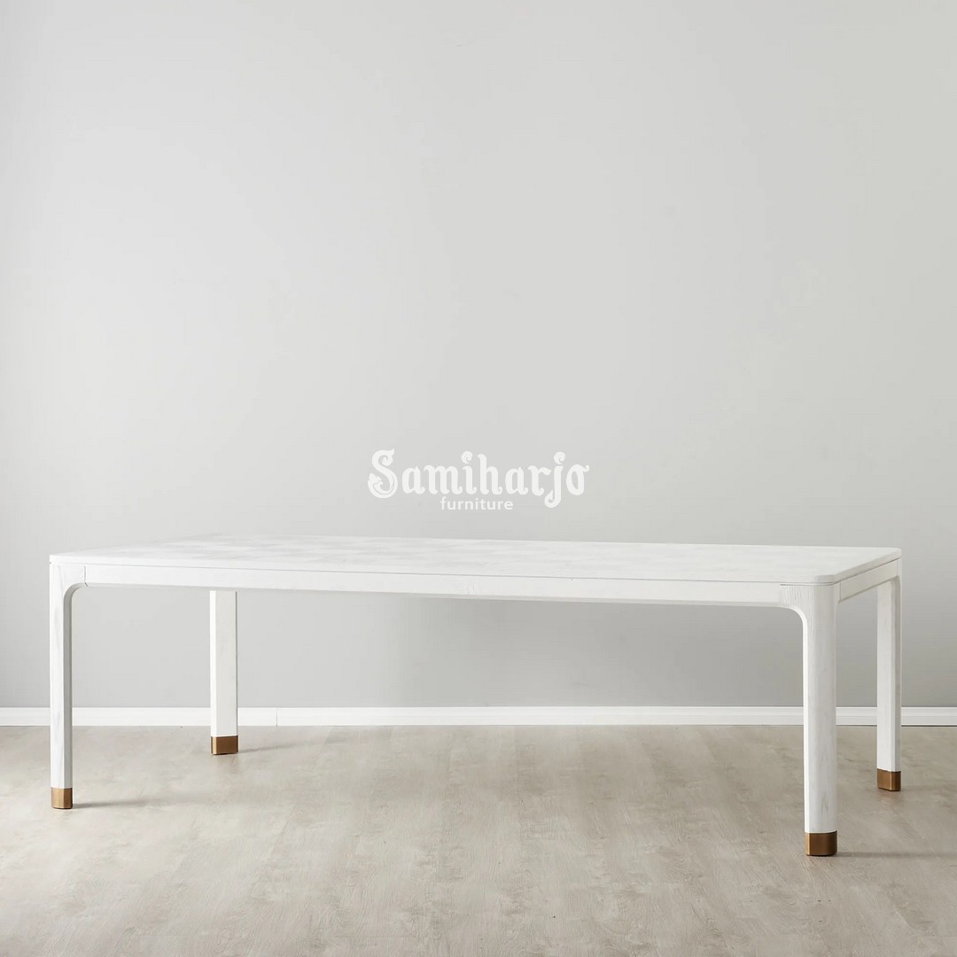 Meja Makan Greta White European Vintage Elegan Kayu Solid 1 title