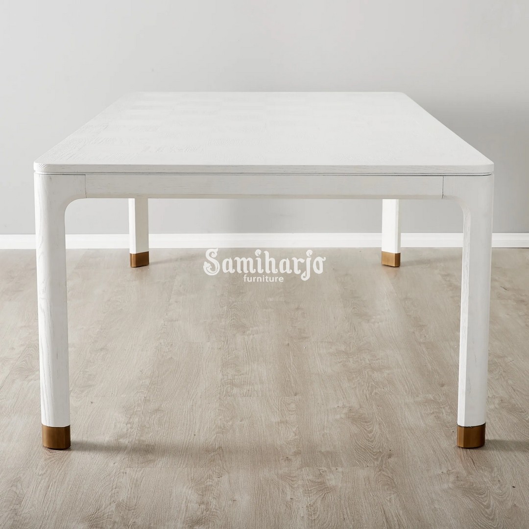 Meja Makan Greta White European Vintage Elegan Kayu Solid - Image 3