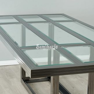 Meja Makan Kaca Modern Titus Frame Dining Table Elegan 1 title