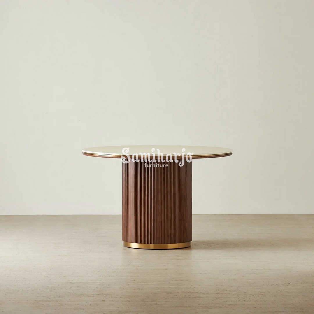 Meja Makan Modern San Pierre Travertine Bulat Pilar Elegan 1 title