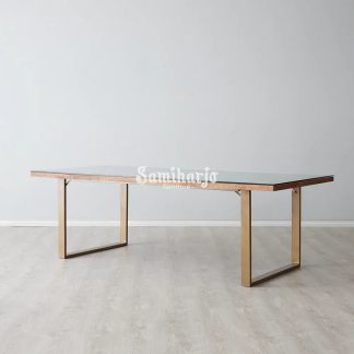 Meja Makan Sled Frame Kaca Minimalis Modern Elegan 1 title