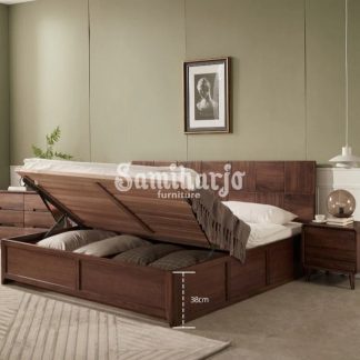 Tempat Tidur Jati Verona Panel Storage Modern Elegan 1  title