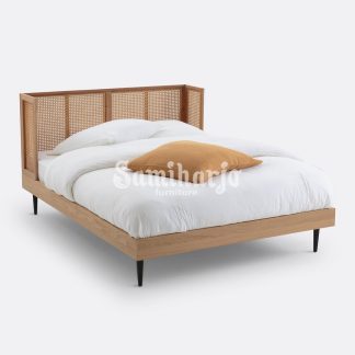 Tempat Tidur Kayu Jati Cane Nordic Resort Minimal 1  title