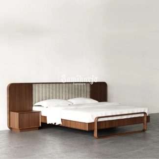 Tempat Tidur Kayu Jati Leonard Mid Century Upholstered Bed 1 title