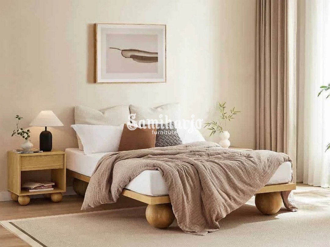 Tempat Tidur Kyoto Japanese Zen Rangka Kayu Solid - Image 2