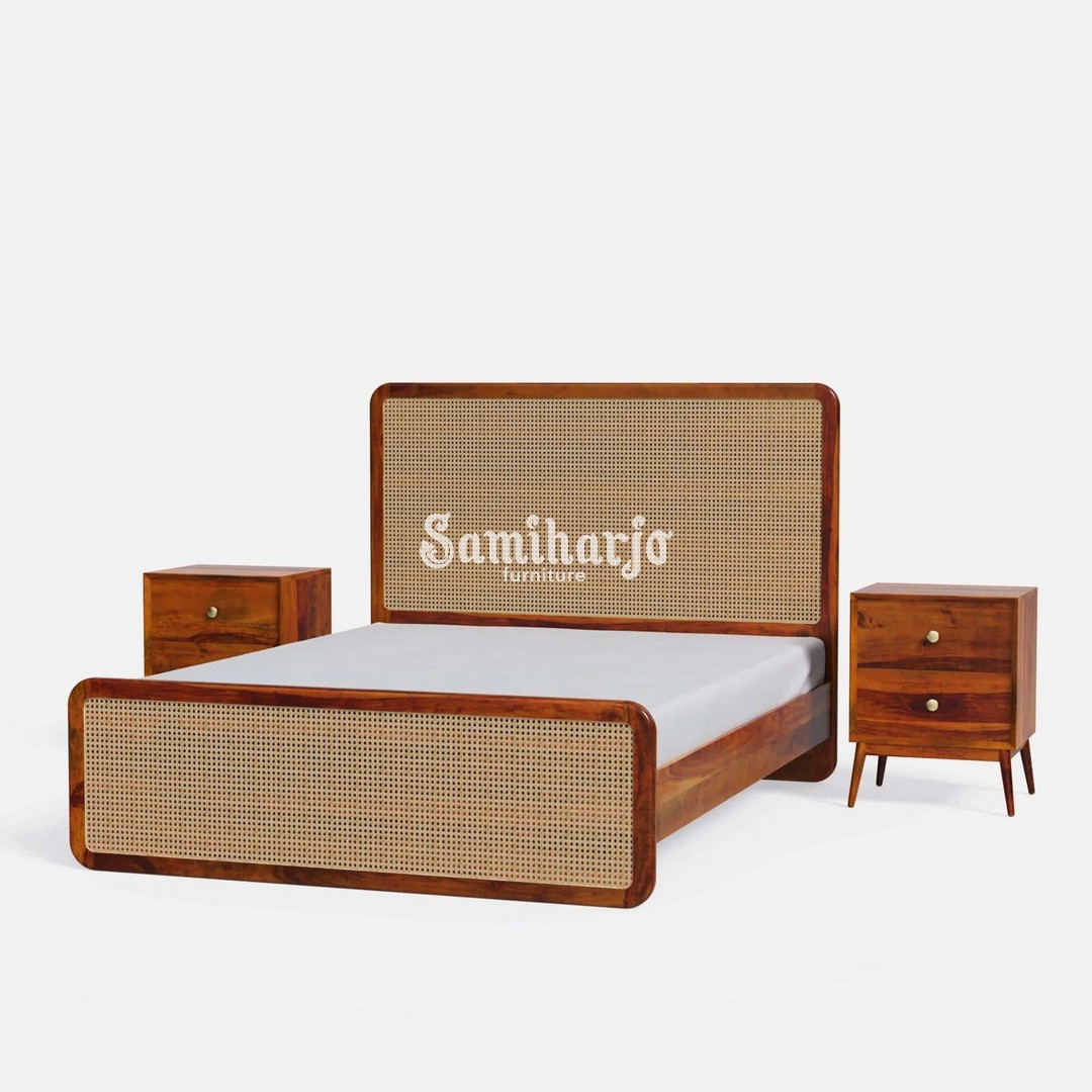 Tempat Tidur Modern Cane Panel Kayu Jati 1 title