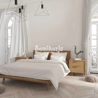 Tempat Tidur Oslo Mid Century Low Rangka Kayu Jati 1  title