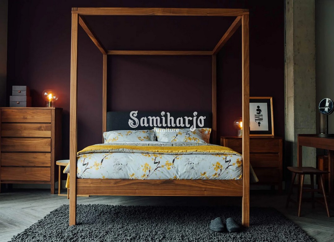 Tempat Tidur Scandinavian Modern Kanopi Upholstered Jati - Image 2