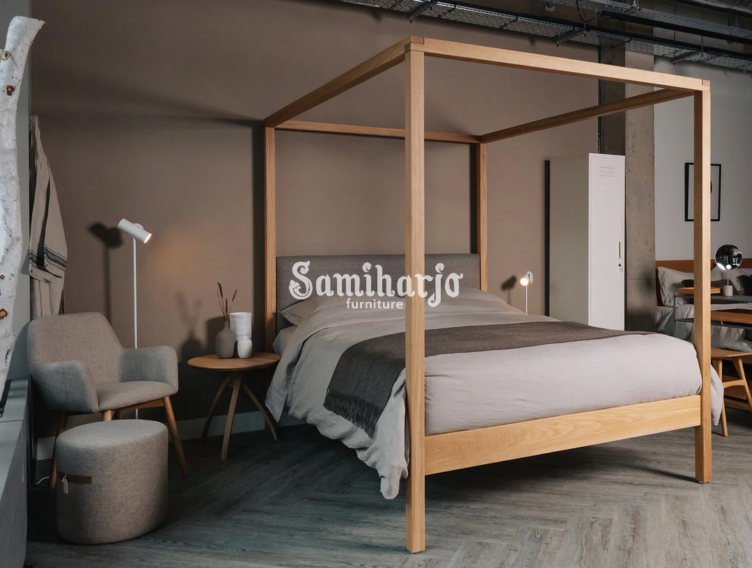 Tempat Tidur Scandinavian Modern Kanopi Upholstered Jati - Image 3