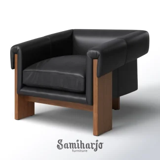 Armchair Modern Architectural Leather Kayu Solid 1 title