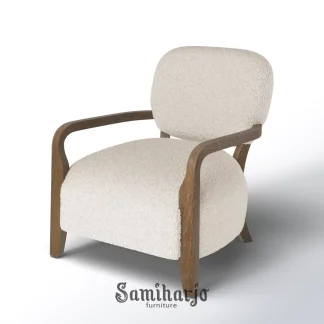 Armchair Scandinavian Boucle Kayu Solid Organik 1  title