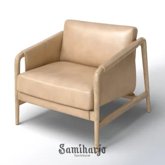 Armchair Scandinavian Leather Kayu Solid Modern 1 title