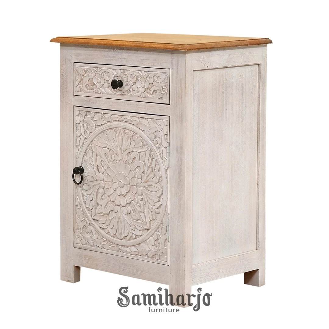 Drawer Mandala Putih Lafayette Pintu Ukir Laci Atas Kayu Solid 1 title
