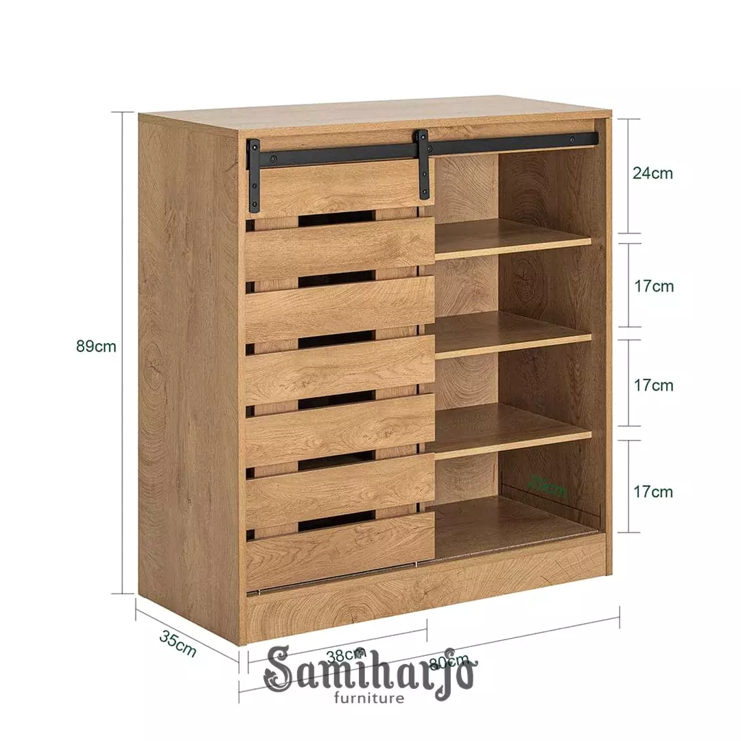 Fluted Cabinet Kayu Modern Kavya Ribbed Storage Dark Wood - Image 2