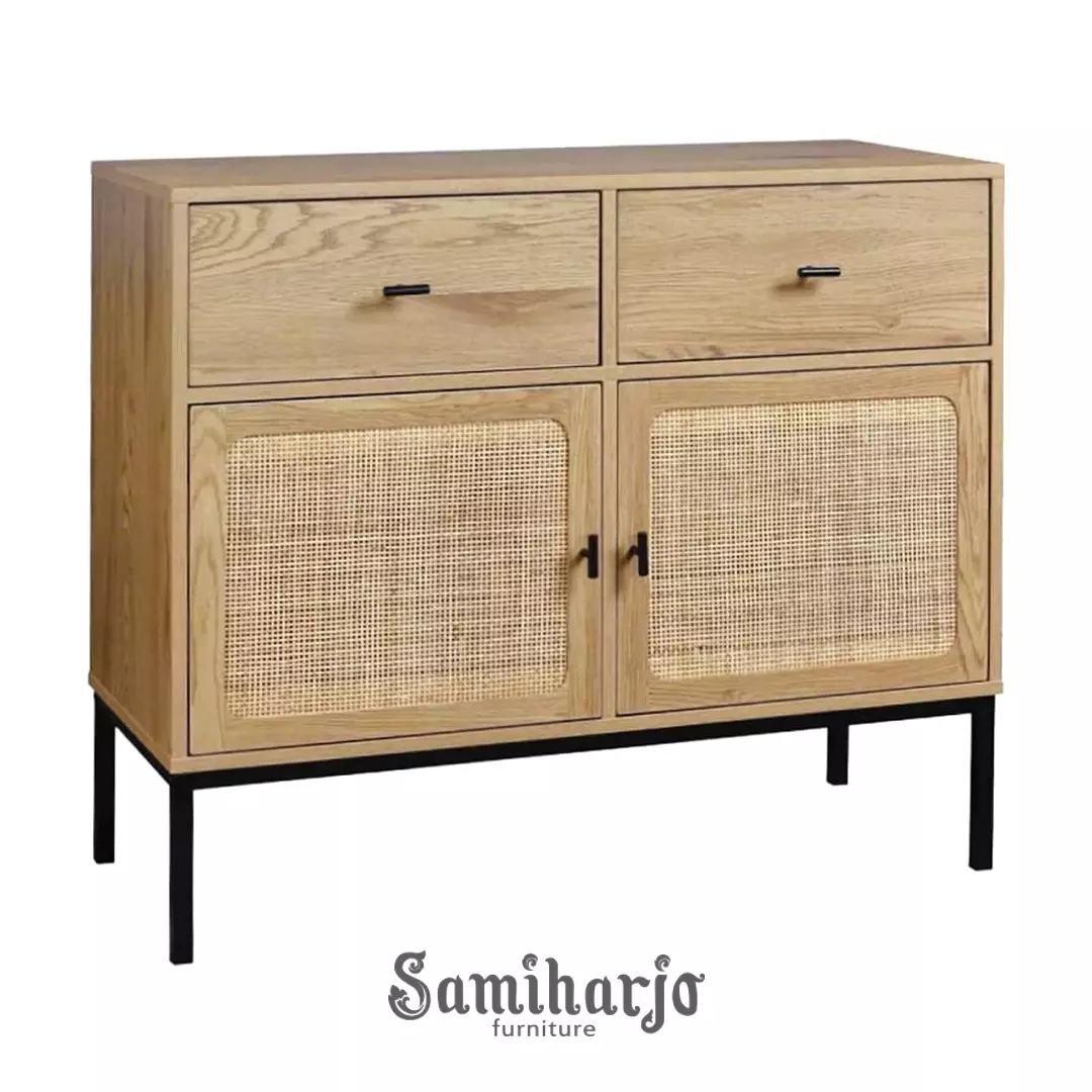 Kabinet Rotan Kayu Minimalis Modern Console Scandinavian Natural 1 title