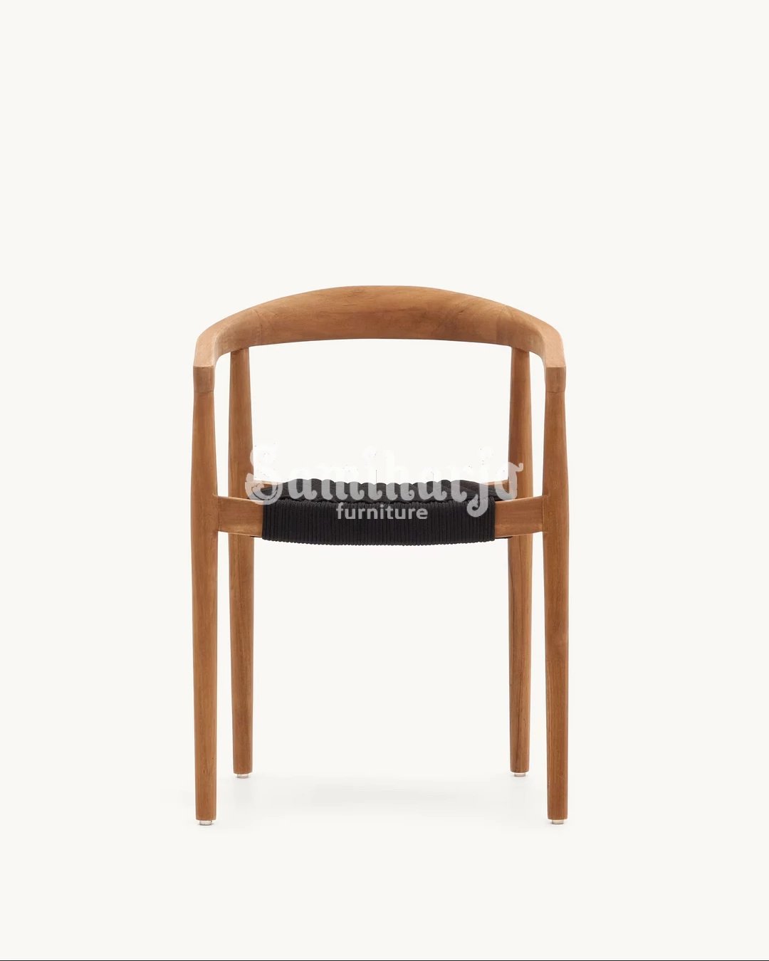 Kursi Makan Open Back Arm Kayu Anyaman Modern - Image 2