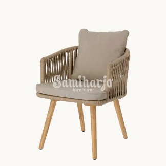 Kursi Makan Rope Arm Anyaman Kayu Bantalan Modern 1  title