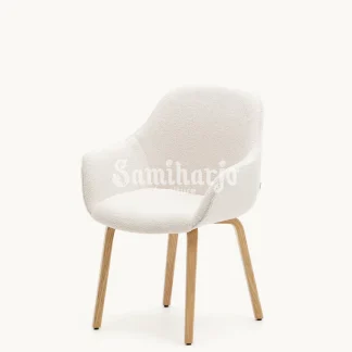 Kursi Santai Boucle Nordic Armchair Kayu Natural 1 title