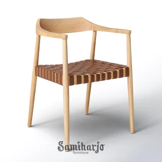 Kursi Santai Kayu Anyaman Kulit Scandinavian 1  title